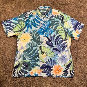 Tommy Bahama Men's XXL 100% Silk Blue Garden of Hope and Courage Hawaiian Shirt